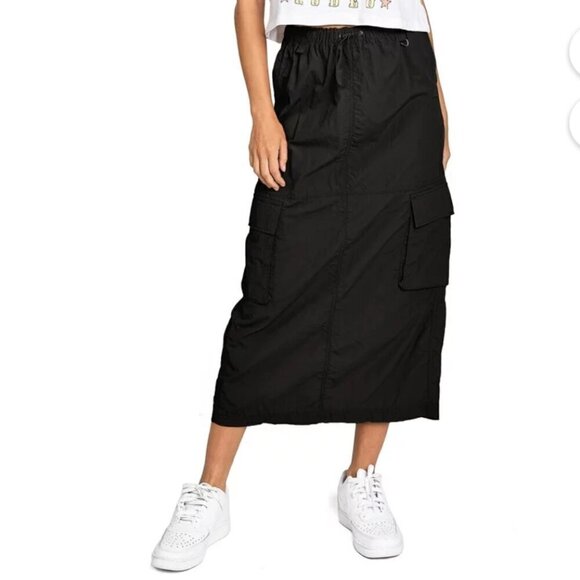 Love Tree juniors SZ M B lack Parachute Skirt  Nylon Utility Streetwear Gorpcore - Picture 1 of 11